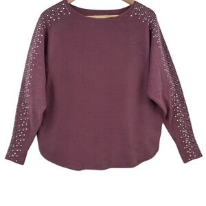Liv Milano Womens‎ S Purple Pink Gem Pullover Dolman Sleeve Sweater NWT